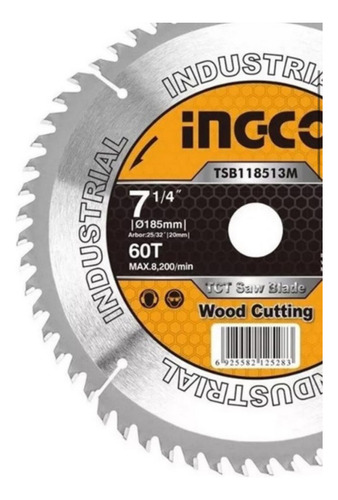 Disco Circular 7 1/4 Pulgadas 60d Ingco Tsb118513 Madera