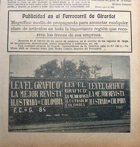Ferrocarril De Girardot Antiguo Aviso Publicitario De 1925