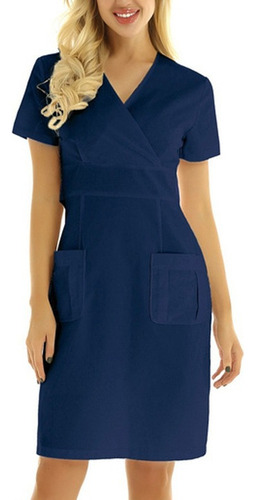 Vestido De Enfermeira Com Cabelo Em V E Manga Curta Para Mul