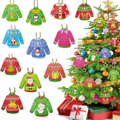 24 Pcs Adornos De Suéter Feo Árbol De Navidad Adornos...