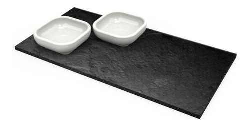 Set Para Sushi Plato Laja 30x15 + 2 Sojeros Gres Ají Diseño