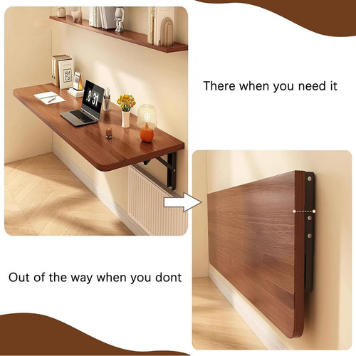 Estante Mesa Escritorio Plegable De Pared En Madera
