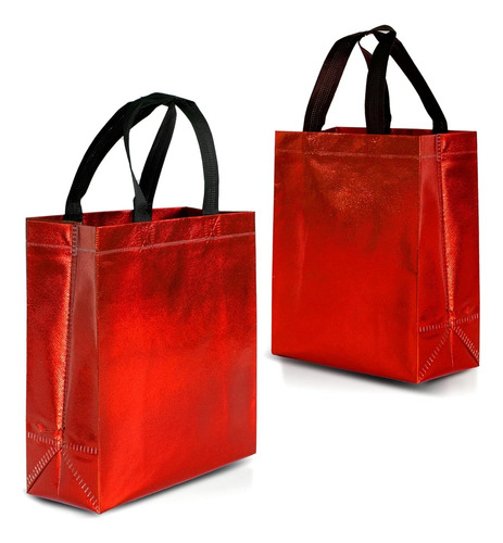 Set De 12 Bolsas De Color Rojo Tamaño Mediano Navidad Red - Medium Size Lisa
