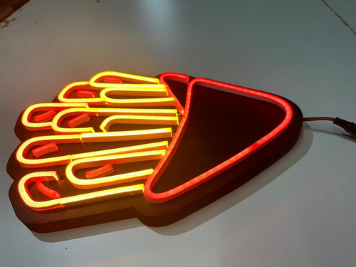 Cartel Cono De Papas Fritas Neon Deco/figura