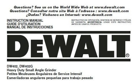Esmeriladora Esmeril Angular Dewalt 4 1/2 Con Sus Manuales