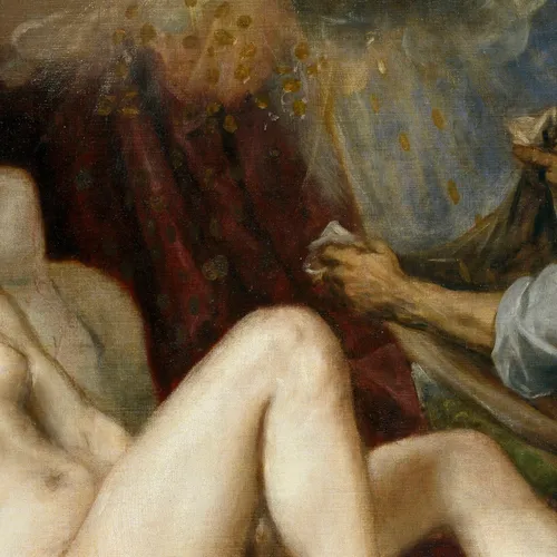 Cuadro Dánae Recibiendo La Lluvia De Oro - Tiziano - 1554