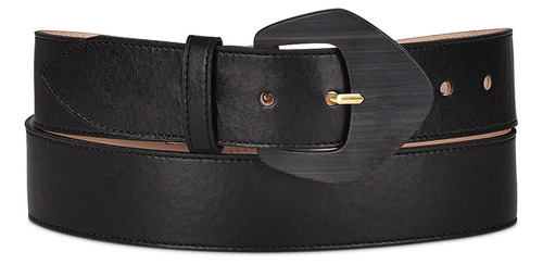 Cinturón Cuadra Dama Casual En Piel Genuina Negro Diseño de la tela Liso Talla 43