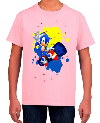 Polera Estampada 100% Algodón Niño Sonic Colores Exclusivo