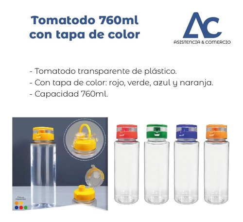 Tomatodo 760ml Con Tapa De Color 