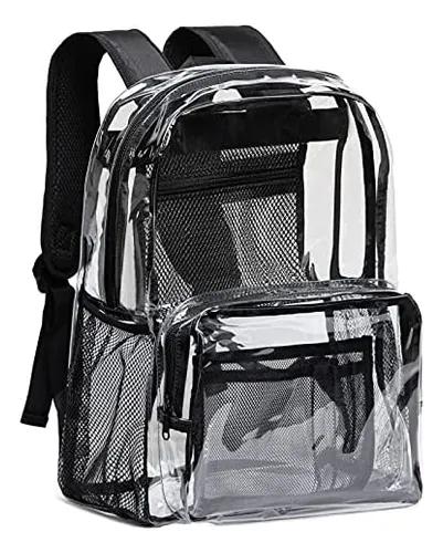 Mochila Transparente De Pvc Resistente Con Bolsillo-negro