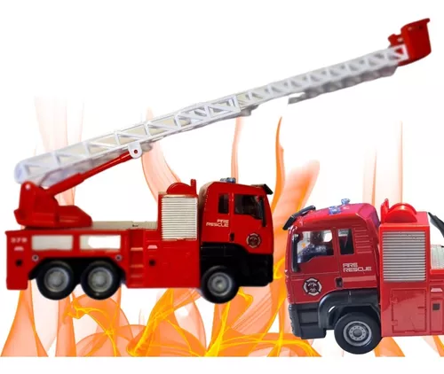 Brinquedo Caminhão Miniatura Bombeiros Resgate Vermelho A Fricção