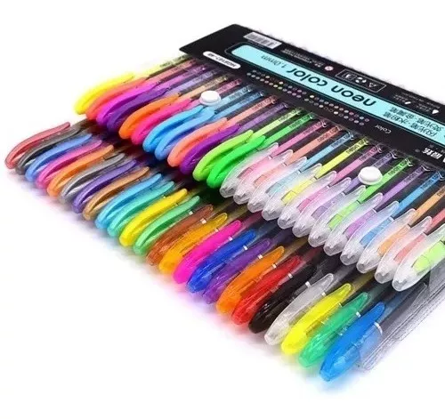 Pack 48 bolígrafos de gel de 1mm en colores pastel neon metálicos