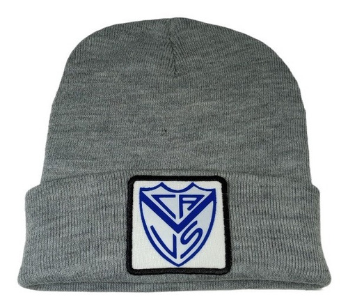 Gorro De Lana Beanie Con Parche Vélez Sarsfield