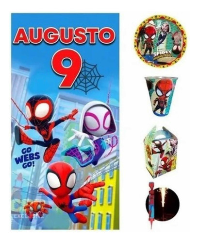 Spidey Y Sus Amigos Kit Fiesta 40 Pz Lona Personalizada