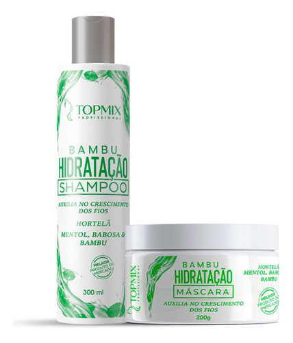 Kit Shampoo E Máscara Nutritiva Bambu E Hortela Topmix 300ml