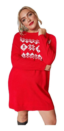 Vestido Rojo Navidad Talla Grande Shein