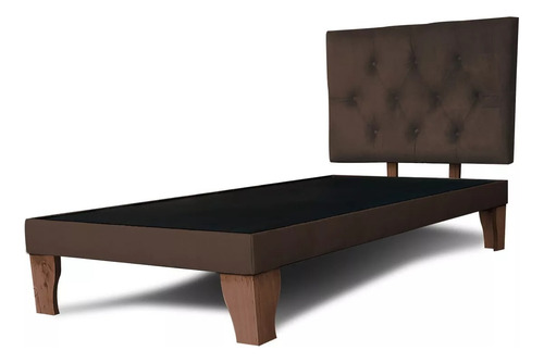 Base De Cama 1,5 Plaza, Respaldo Capitone Clickenmaderado