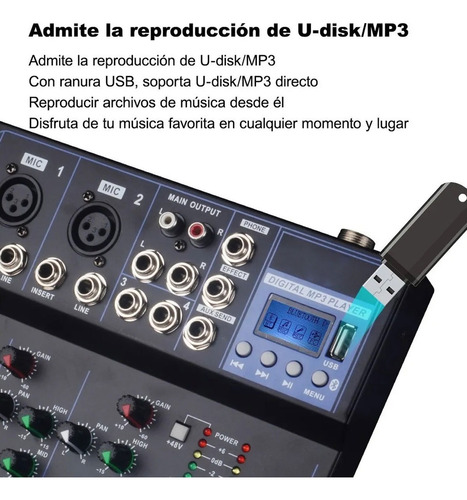 Mixer F4 Mezclador Dj De Audio 4 Canales Bluetooth Usb