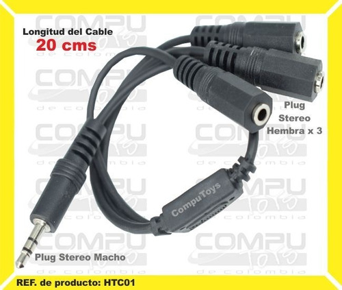 Adaptador Plug Stereo 1 X 3 M - H  Ref: Htc01 Computoys Sas