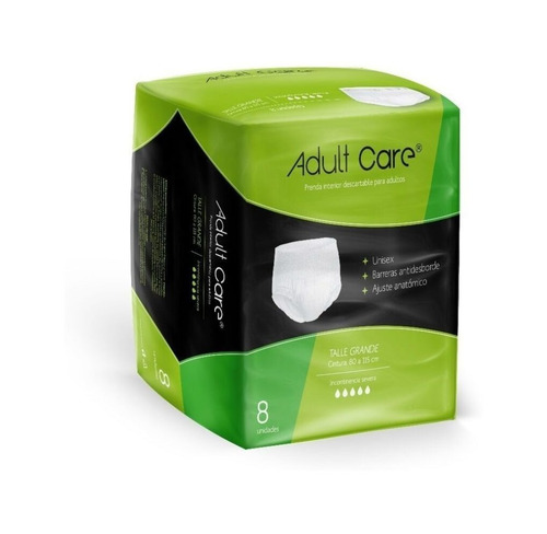 Ropa Interior Descartable Adultcare Talle Grande 8 Unidades