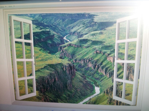 Vinilo Ventana Con Paisaje 130x60