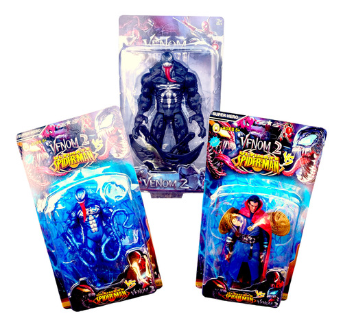 Set Spiderman Figura Muñeco Articulado Con Luz X3 Coleccion