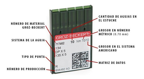 Aguja Groz-beckert® 134 /dpx5 / 135x5 90/14 - Rs