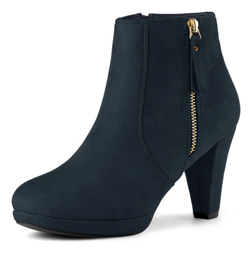 Bota Mujer Botines De Tacón Grueso Con Cremallera Lateral
