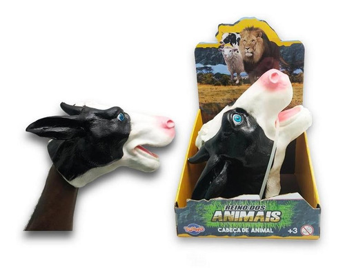 Fantoche Cabeça De Vaca Reino Dos Animais Brinquedo Infantil