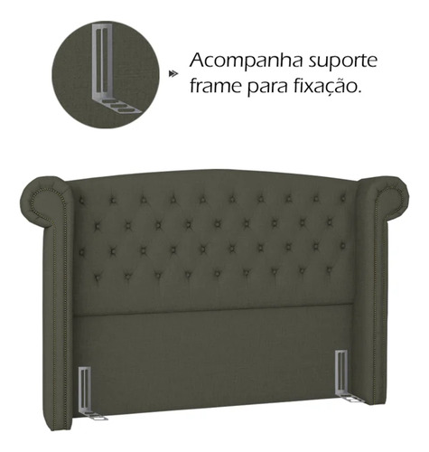 Cabeceira Casal 140 Cm Valenn Linho Sl 74 Peer Cor Grafite