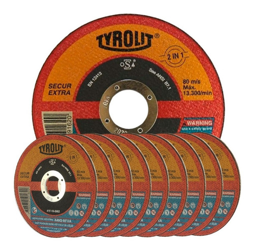 Disco Corte Tyrolit Secur Extra 4 1/2 114 X 1.6 Mm X 10 Uni