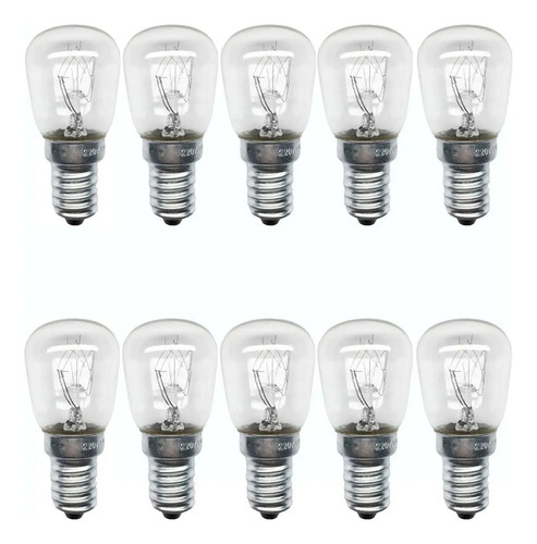 Combo X10 Lamparitas Para Piedra De Sal- 15w-heladera Metal Traslucida