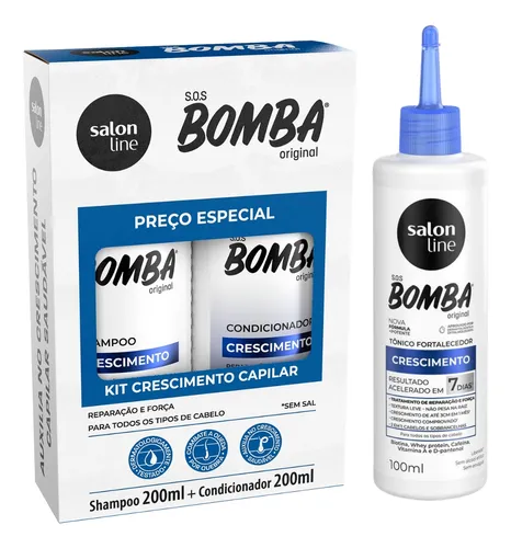 comprar Kit Capilar Bomba Sos Crescimento Fortalecedor Salon Line