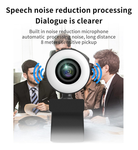Webcam 1080p Con Luz Ajustable.micrófonos Reductores De Ru