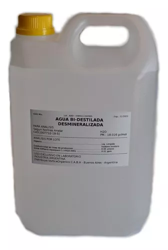 Agua Destilada Desmineralizada 5 Litros - Egs