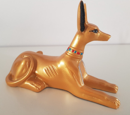 Unico Dios Anubis Dorado Traído De Egipto 13 Cm