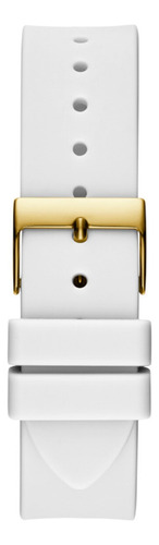 Reloj Pulsera Guess Gw0536l2 Con Correa De Silicona Color Blanco - Fondo Dorado