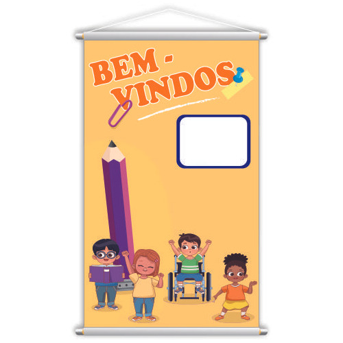 Bem Vindos Banner Escolar Infantil Pedagógico 80x50cm