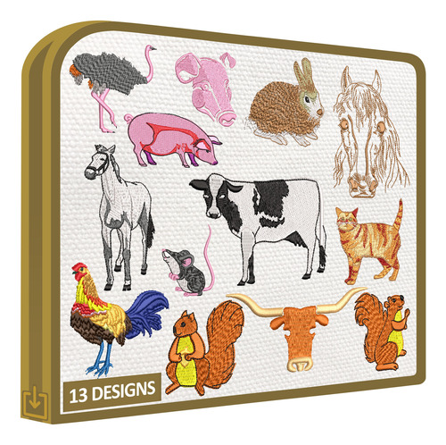 Granja De Animales Set De 13 Matrices Bordadoras Bordar Ropa