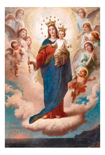 Póster Decorativo De La Santa Virgen María Y El Niño Jesús