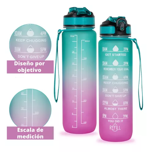 Botella Motivacional Deportiva Agua Libre De Bpa 1 Litro