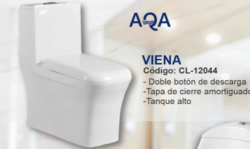 Aqua Wc Sanitario Poceta Viena Blanco Brillante Tanque Alto 