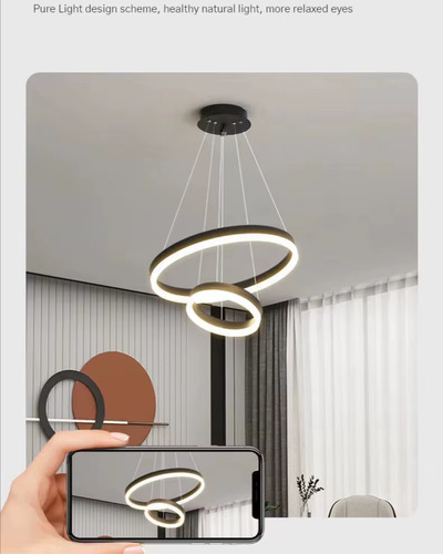 Lampara De Techo Colgante Moderna Aros Dobles Comedor Hall