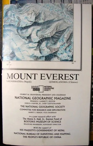 Himalaya Everest Mapa Montañas Cordillera Hielos Nieves 1988