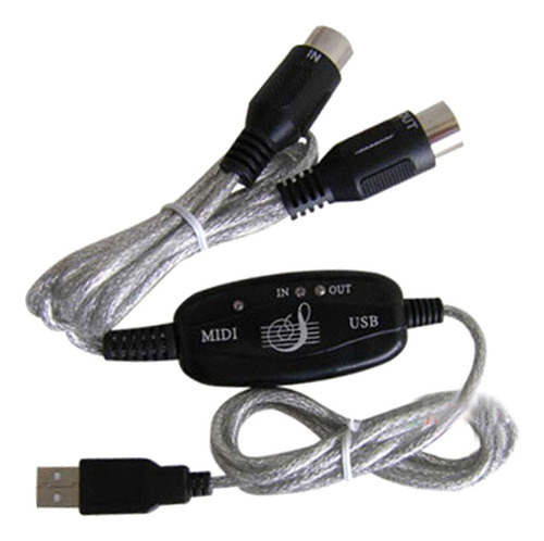 Usb In-out Midi Interface Cable Convertidor Pc A Música