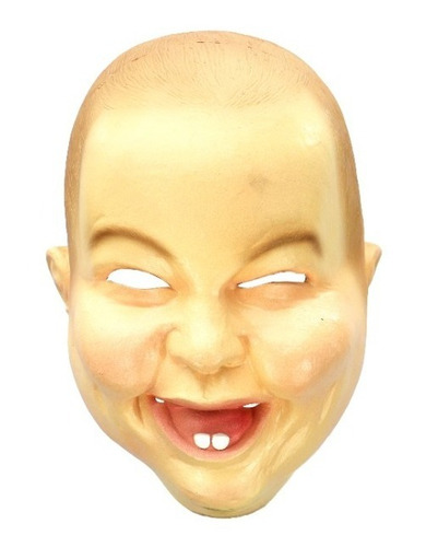 Máscara De Bebé Feliz Sonrisa Halloween Divertido Látex Color Beige