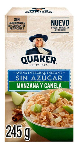 Avena Quaker Instant Manzana Y Canela Sin Azúcar 245g