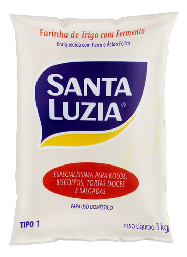 Farinha de Trigo Tipo 1 com Fermento Santa Luzia Pacote 1kg