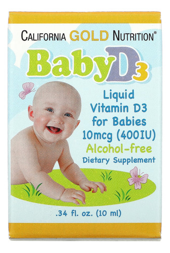 Vitamina D3 Líquida Para Bebês 10ml Cal Gold California Gold Nutrition