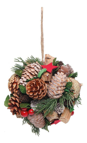 Bola Natal Decorativa Com Pinha/folhas/guizos 16cm 1205265 Cor Branca